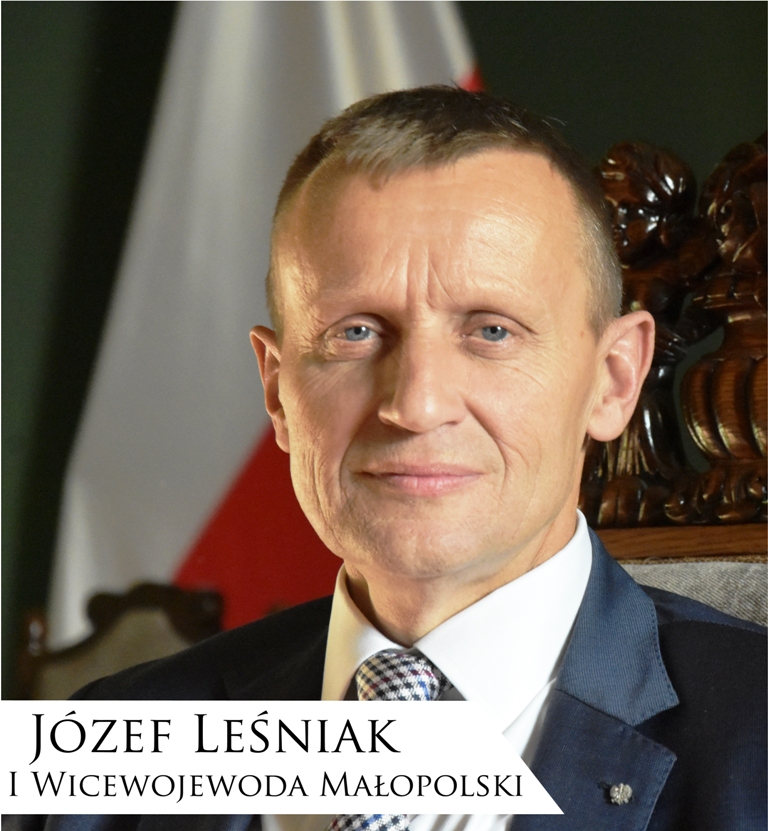 Józef Leśniak, Wicewojewoda Małopolski na tle flagi Polski